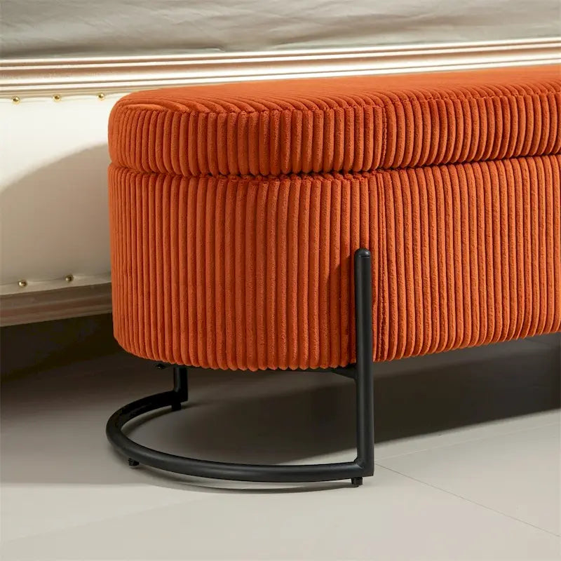 Pouffre de rangement, Banc de bout de lit de chambre à coucher, Pouffre de rangement rembourré en tissu