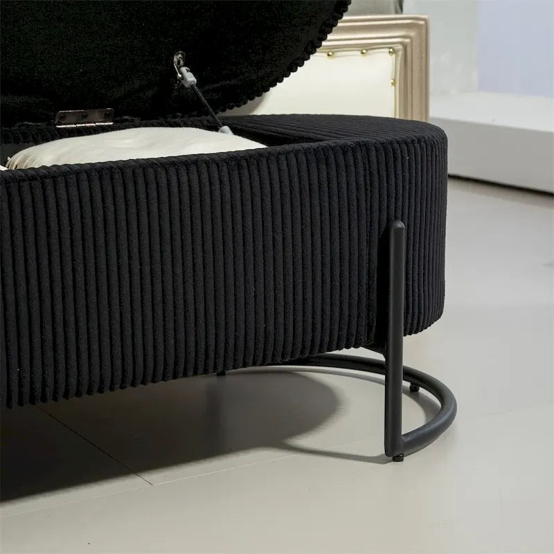 Pouffre de rangement, Banc de bout de lit de chambre à coucher, Pouffre de rangement rembourré en tissu