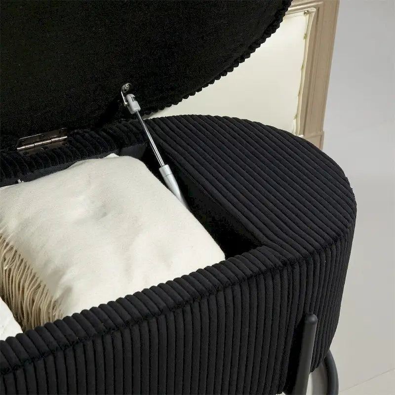 Pouffre de rangement, Banc de bout de lit de chambre à coucher, Pouffre de rangement rembourré en tissu