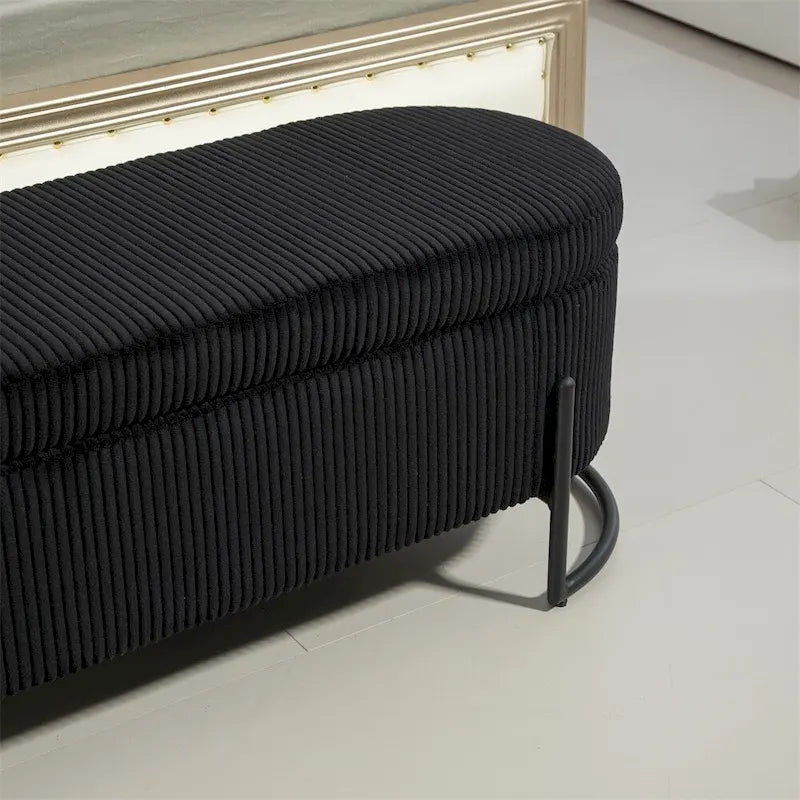 Pouffre de rangement, Banc de bout de lit de chambre à coucher, Pouffre de rangement rembourré en tissu