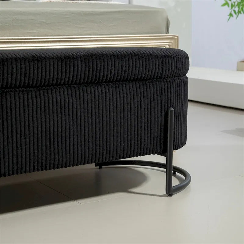 Pouffre de rangement, Banc de bout de lit de chambre à coucher, Pouffre de rangement rembourré en tissu