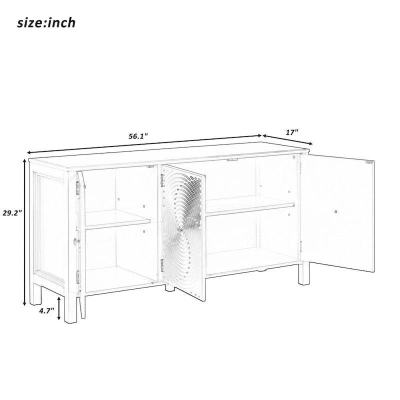 Buffet avec portes incurvées à motifs de volutes