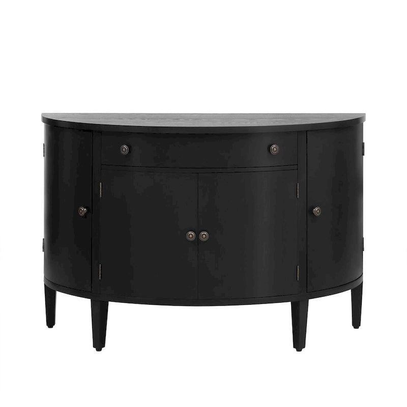 Meuble de rangement au design courbé en placage de bois massif de frêne de Mandchourie, étagères réglables