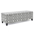 Flash Storage Ottoman Bench, Light Gray Geometric Print Fabric 51 Inch