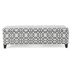 Banc de rangement ottoman, tissu imprimé géométrique gris clair 51 pouces