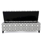 Banc de rangement ottoman, tissu imprimé géométrique gris clair 51 pouces
