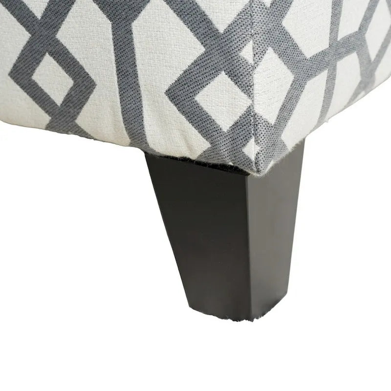 Banc de rangement ottoman, tissu imprimé géométrique gris clair 51 pouces
