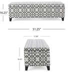 Banc de rangement ottoman, tissu imprimé géométrique gris clair 51 pouces