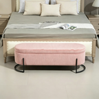 Pouffre de rangement, Banc de bout de lit de chambre à coucher, Pouffre de rangement rembourré en tissu