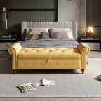 Banc de rangement capitonné avec accoudoirs roulés Repose-pieds de chambre à coucher