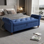 Banc de rangement capitonné avec accoudoirs roulés Repose-pieds de chambre à coucher