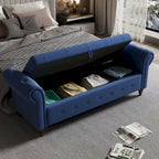 Banc de rangement capitonné avec accoudoirs roulés Repose-pieds de chambre à coucher