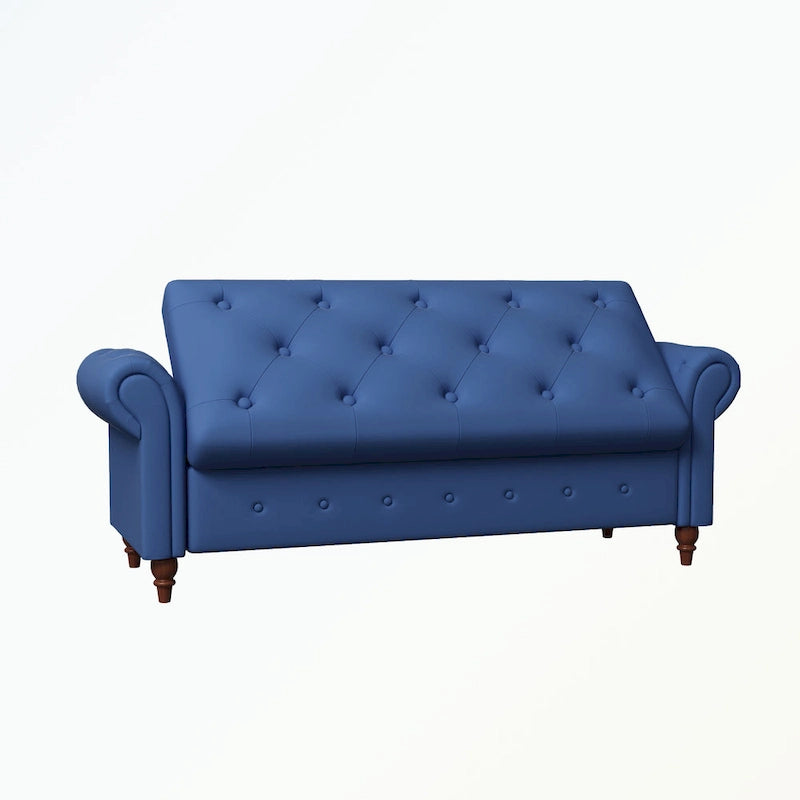 Banc de rangement capitonné avec accoudoirs roulés Repose-pieds de chambre à coucher