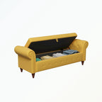 Banc de rangement capitonné avec accoudoirs roulés Repose-pieds de chambre à coucher