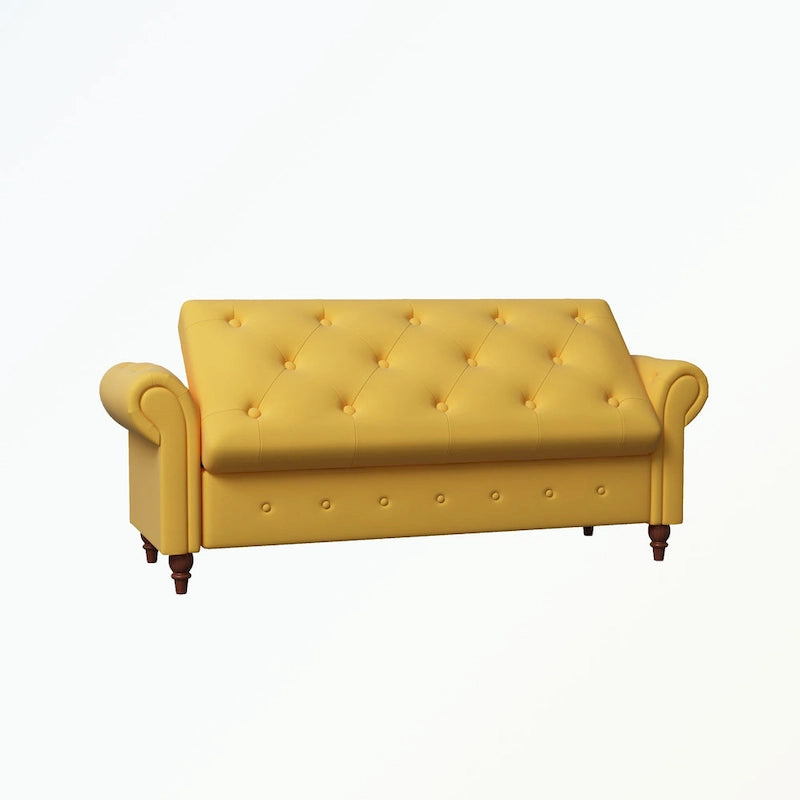 Banc de rangement capitonné avec accoudoirs roulés Repose-pieds de chambre à coucher