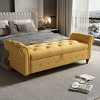 Banc de rangement capitonné avec accoudoirs roulés Repose-pieds de chambre à coucher