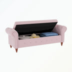 Banc de rangement capitonné avec accoudoirs roulés Repose-pieds de chambre à coucher