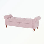 Banc de rangement capitonné avec accoudoirs roulés Repose-pieds de chambre à coucher