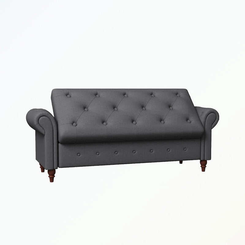 Banc de rangement capitonné avec accoudoirs roulés Repose-pieds de chambre à coucher