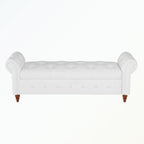 Banc de rangement capitonné avec accoudoirs roulés Repose-pieds de chambre à coucher