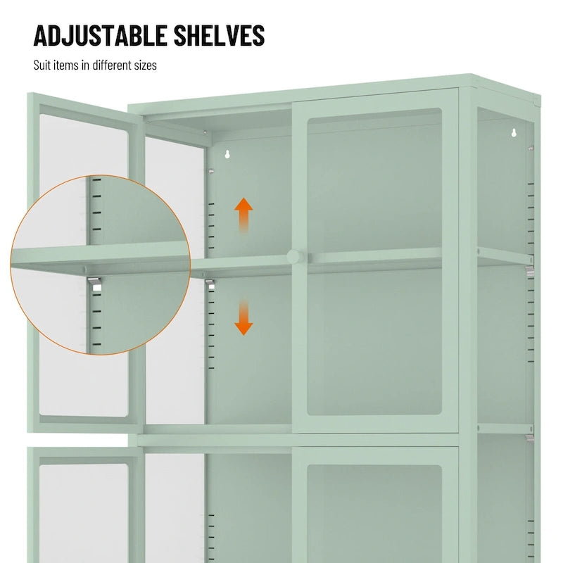 Meuble de rangement à quatre portes vitrées avec étagères réglables