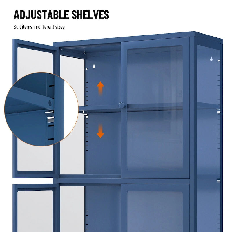 Meuble de rangement à quatre portes vitrées avec étagères réglables