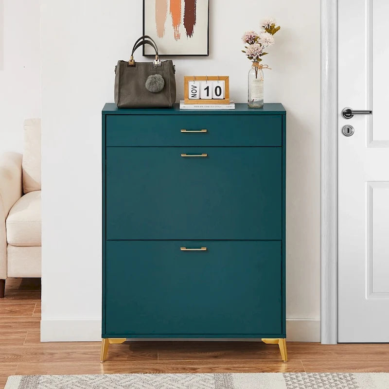 Meuble à chaussures moderne en bois avec tiroirs à abattant