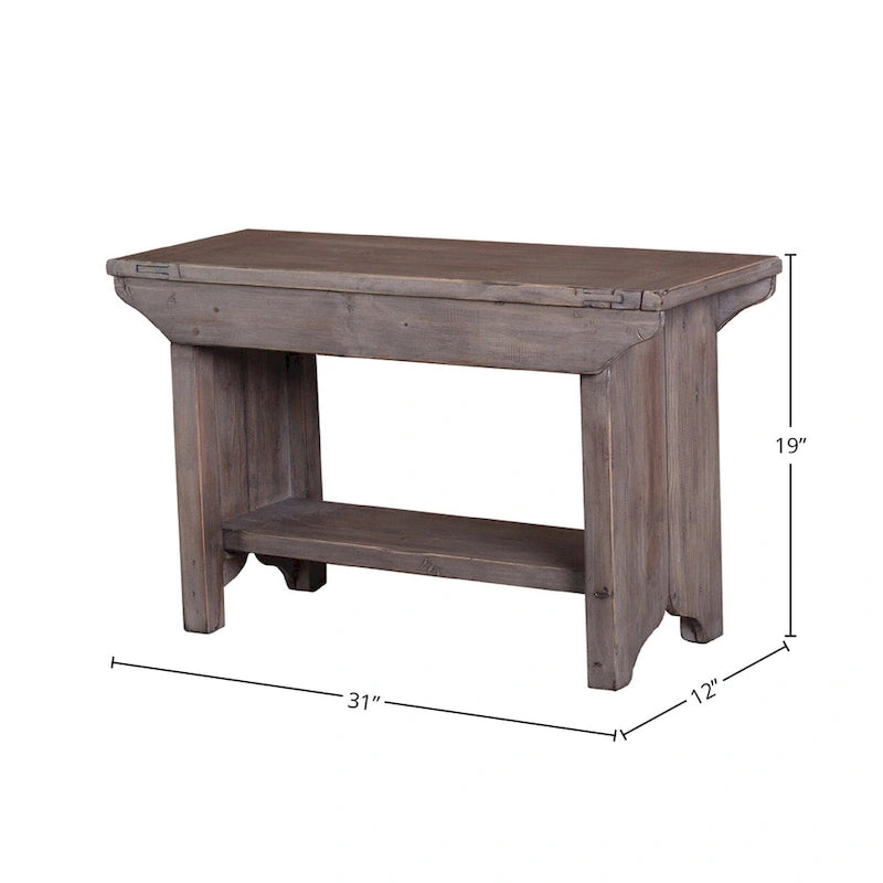 Petit banc large de 31 po, marron clair