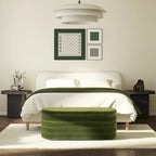 Banc de rangement ovale matelassé en fausse peau de mouton bouclée 49 po