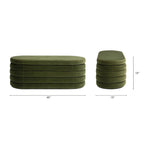 Banc de rangement ovale matelassé en fausse peau de mouton bouclée 49 po