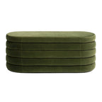 Banc de rangement ovale matelassé en fausse peau de mouton bouclée 49 po