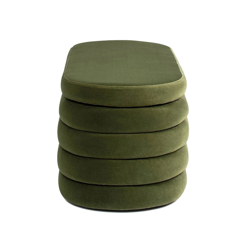 Banc de rangement ovale matelassé en fausse peau de mouton bouclée 49 po