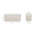 Banc de rangement ovale matelassé en fausse peau de mouton bouclée 49 po