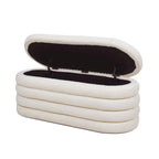 Banc de rangement ovale matelassé en fausse peau de mouton bouclée 49 po