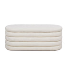 Banc de rangement ovale matelassé en fausse peau de mouton bouclée 49 po