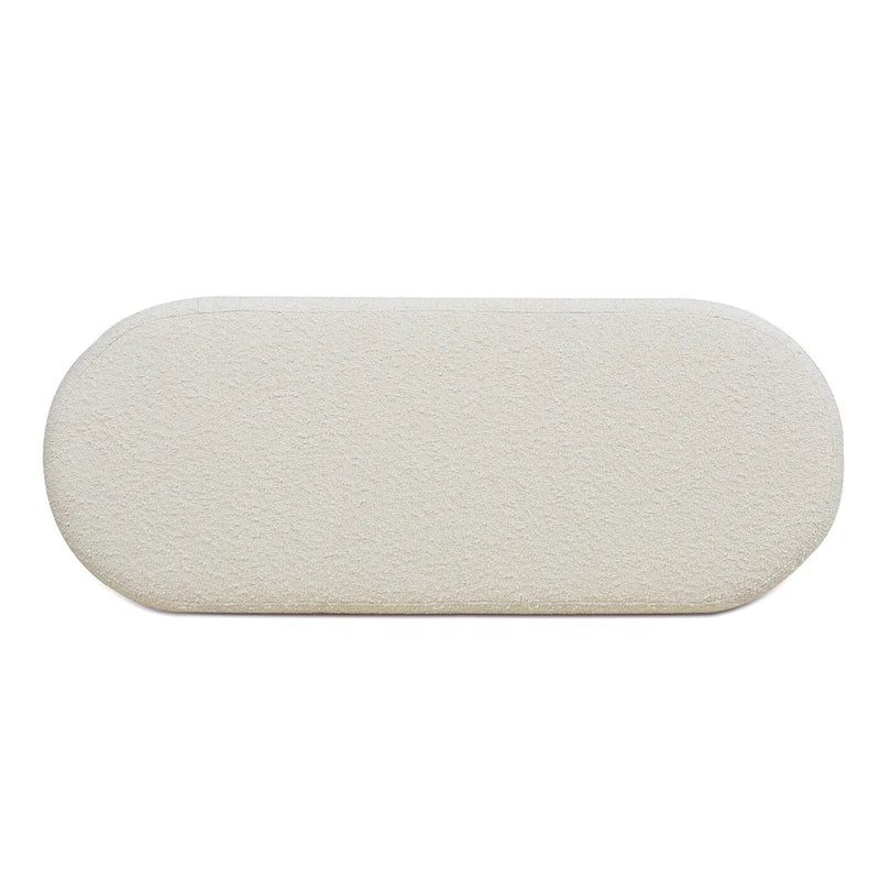Banc de rangement ovale matelassé en fausse peau de mouton bouclée 49 po