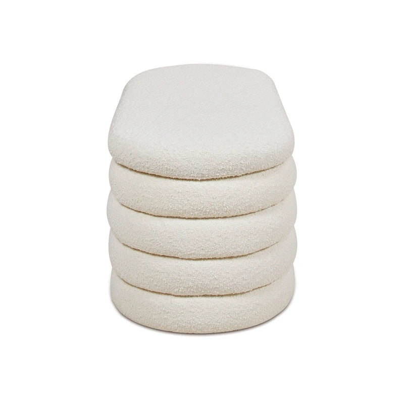 Banc de rangement ovale matelassé en fausse peau de mouton bouclée 49 po