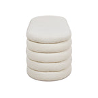 Banc de rangement ovale matelassé en fausse peau de mouton bouclée 49 po