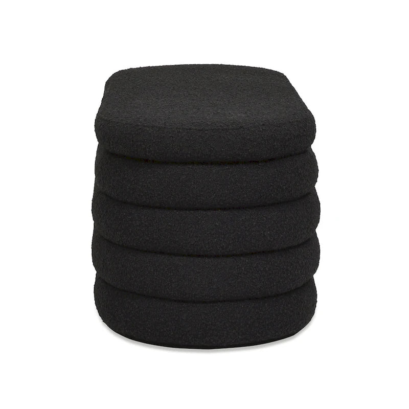 Banc de rangement ovale matelassé en fausse peau de mouton bouclée 49 po
