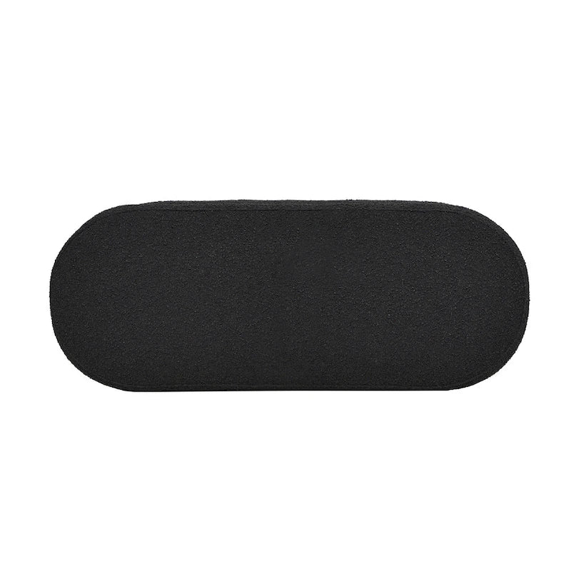 Banc de rangement ovale matelassé en fausse peau de mouton bouclée 49 po