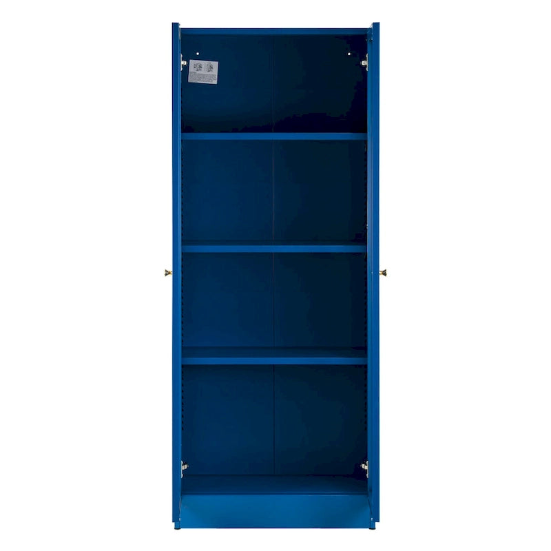 Meuble métallique double porte style français de 59 pouces, bleu