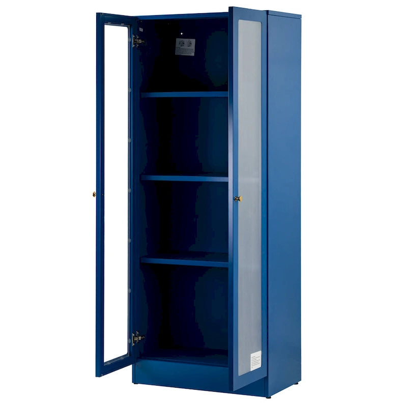 Meuble métallique double porte style français de 59 pouces, bleu