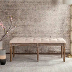 Banquette en bois capitonnée style bistrot français - 120,1 x 44,5 x 48,3 cm - 120 cm de large x 46 cm de profondeur x 48 cm de haut