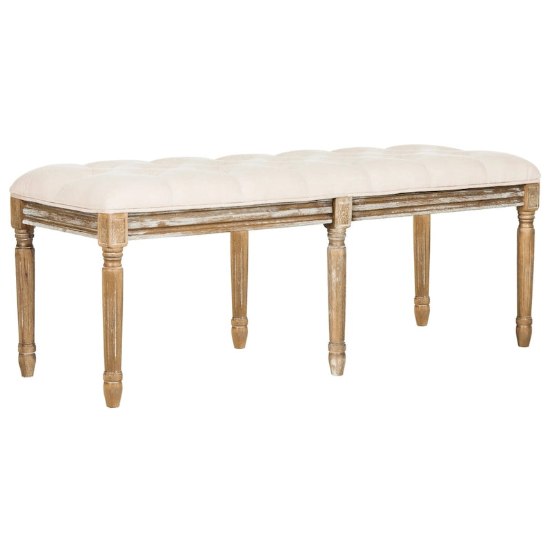Banquette en bois capitonnée style bistrot français - 120,1 x 44,5 x 48,3 cm - 120 cm de large x 46 cm de profondeur x 48 cm de haut