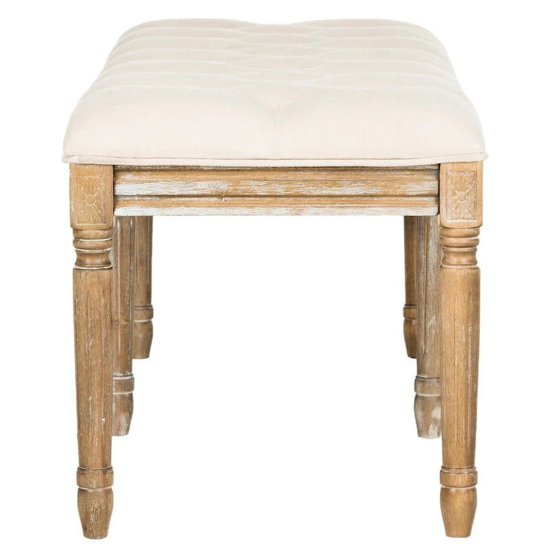 Banquette en bois capitonnée style bistrot français - 120,1 x 44,5 x 48,3 cm - 120 cm de large x 46 cm de profondeur x 48 cm de haut