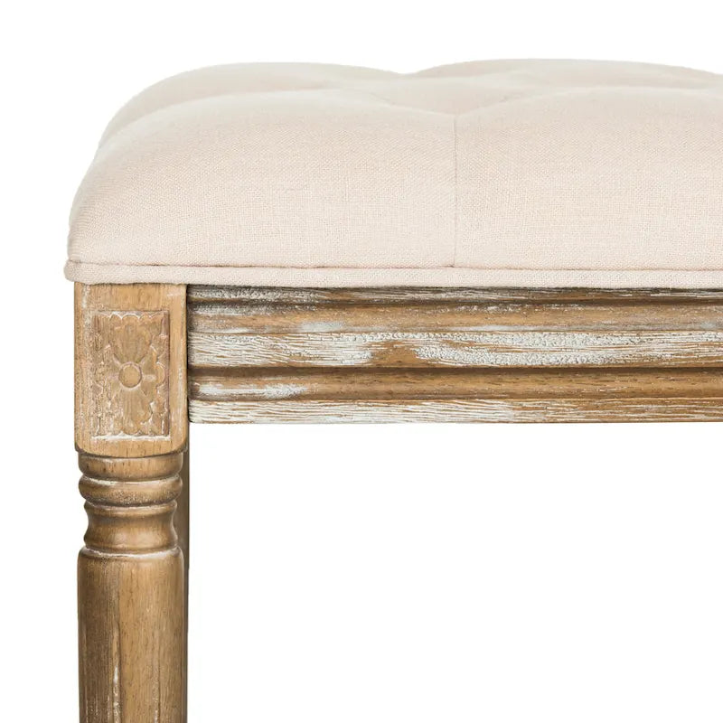 Banquette en bois capitonnée style bistrot français - 120,1 x 44,5 x 48,3 cm - 120 cm de large x 46 cm de profondeur x 48 cm de haut