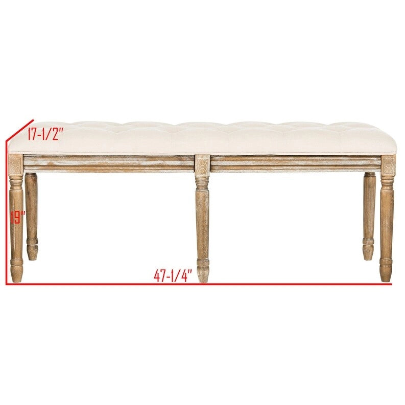 Banquette en bois capitonnée style bistrot français - 120,1 x 44,5 x 48,3 cm - 120 cm de large x 46 cm de profondeur x 48 cm de haut