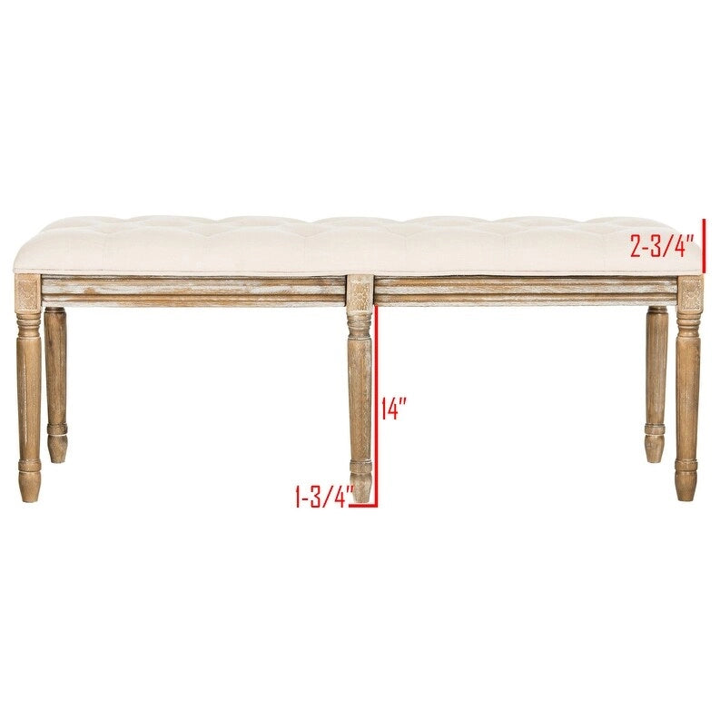 Banquette en bois capitonnée style bistrot français - 120,1 x 44,5 x 48,3 cm - 120 cm de large x 46 cm de profondeur x 48 cm de haut