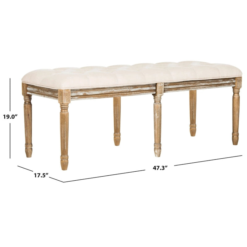 Banquette en bois capitonnée style bistrot français - 120,1 x 44,5 x 48,3 cm - 120 cm de large x 46 cm de profondeur x 48 cm de haut