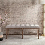Banquette en bois capitonnée style bistrot français - 120,1 x 44,5 x 48,3 cm - 120 cm de large x 46 cm de profondeur x 48 cm de haut